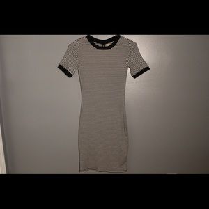 NWT black and white striped bodycon dress